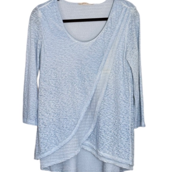 Soft Surroundings Women’s Top Small Blue Asymmetrical Layered Sheer Knit - Picture 1 of 13